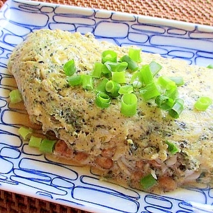 しらすと納豆と海苔のとろとろオムレツ